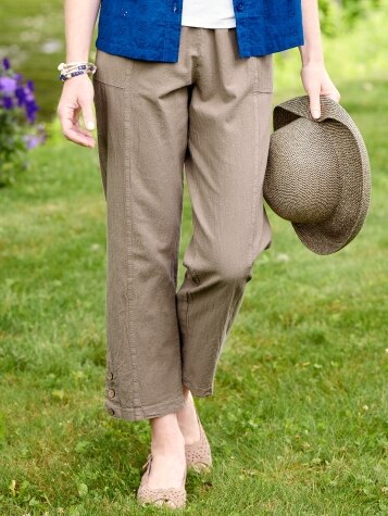 Women's Crinkle Cotton Ankle-Length Pants