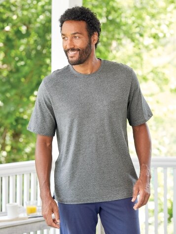 Men's Comfort Knit Crewneck Short-Sleeve Cotton Sleep T-Shirt