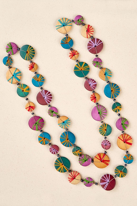 Colorful Wood Button Necklace