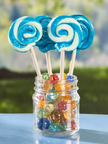 Blue and White Berry Swirl Lollipop, Set of 4