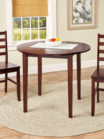 Solid Wood Round Small Space Kitchen and Dining Table, Walnut Finish