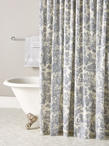 French Toile Patterned Shower Curtain, French Inspired Shower Curtain