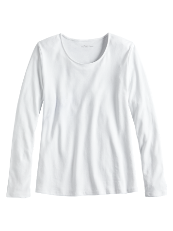 Women's American Cotton Long-Sleeve White Crewneck