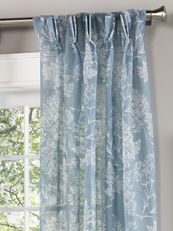 Wildflower Meadow Semi-Sheer Pinch Pleat Curtains With Back Tabs