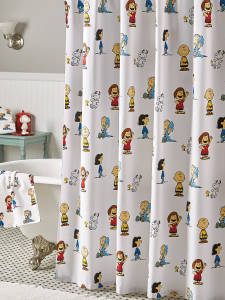 Cotton Twill Peanuts Gang Shower Curtain, Peanuts Shower Curtain Target