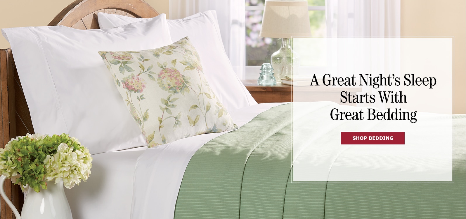A Great Night's Sleep Starts with Great Bedding.  Shop Bedding