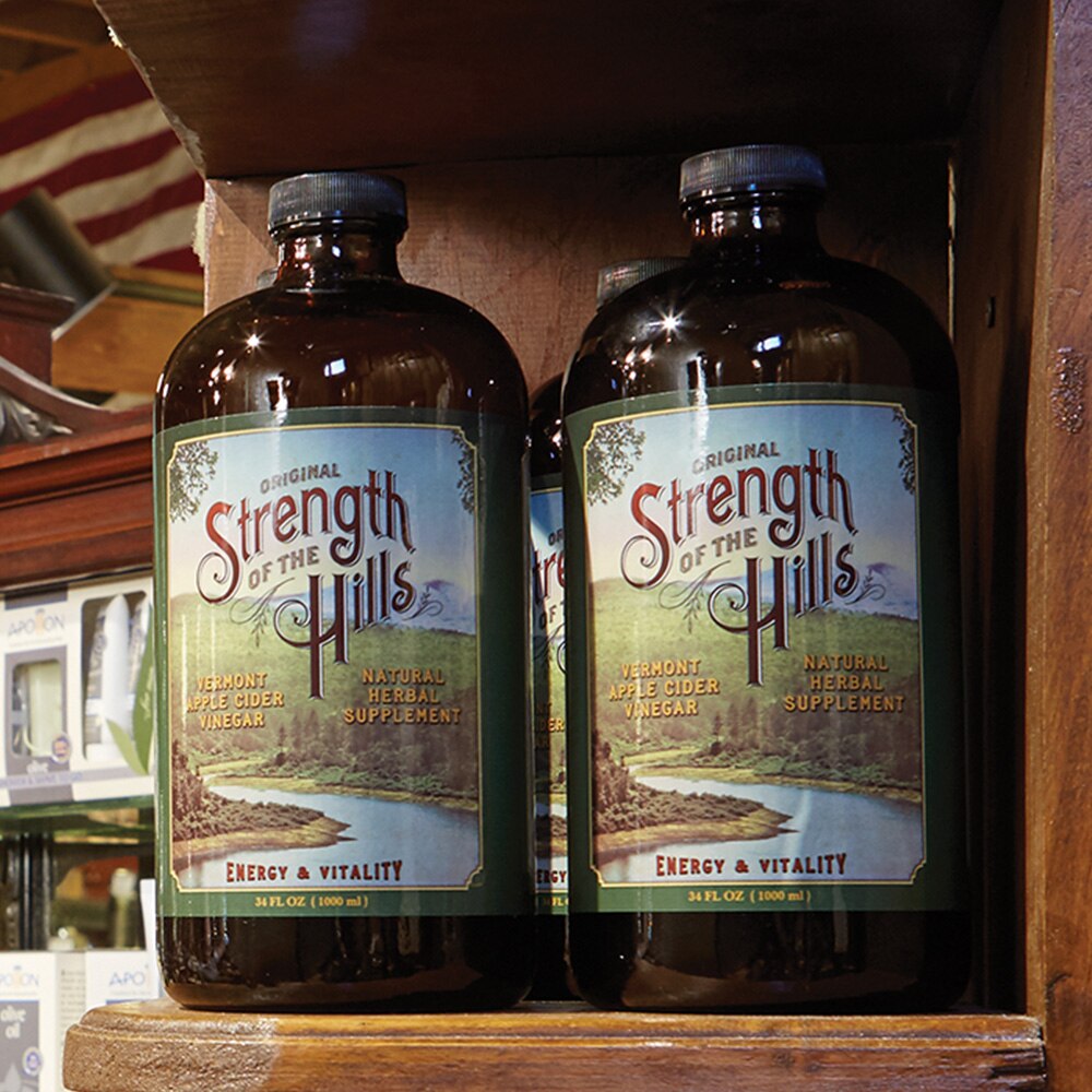 Apple cider vinegar based Strength of the Hills, made by The Vermont Country Store