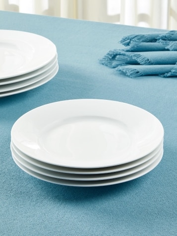 Classic White Ceramic 8 Inch Salad Plate, Set of 4