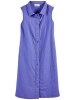 Crinkle-Cotton Sleeveless Button-Front Dress