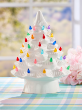 Ceramic Christmas Tree With Colorful Plastic Bulbs