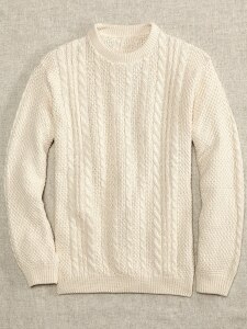Mens Cotton Crew Neck Cable Knit Sweater