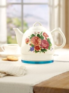 Ceramic Electric Tea Kettle With Floral Motif