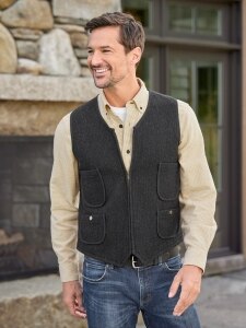 Mens Full-Zip Insulating Wool Utility Vest