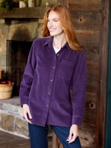 Women's Plaid Flannel Shirt Jacket - Orange Terracotta - Medium - The Vermont Country Store
