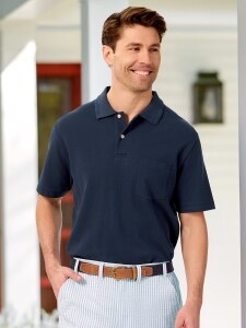 Mens Pique-Knit Short Sleeve Polo Shirt