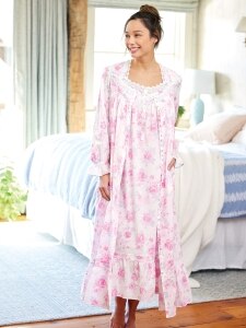 Rose-Printed Flannel Nightgown - Country Store Casual Collection