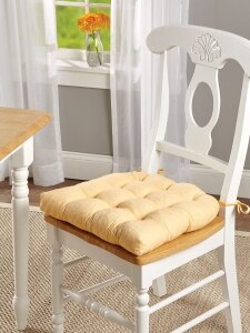 Cotton Duck Yellow Solid Color Dining Chair Pads - Latex Foam Fill