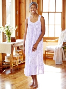 Women's Plaid Flannel Nightgown Warm Cotton Midi Nightgown