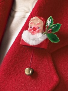 Santa Light Pin with Dangling Jingle Bell