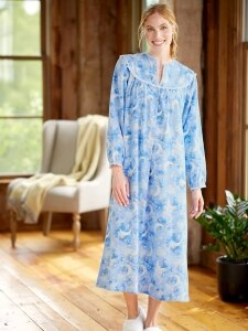 Lanz of Salzburg Flannel Nightgown in Moon and Star Print