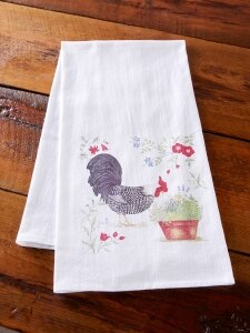 4 CHICKENS Flour Sack Decorative Tea Dish Towels Gift Kitchen