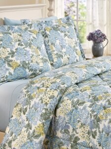 Blue and Yellow Hydrangea Comforter | Hydrangea Pillow Sham