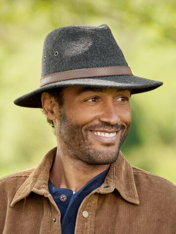Mens Safari Hat  Water-Resistant Wool Blend Hat