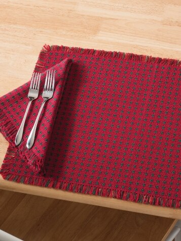 Striped Cloth Placemats With Pocket Set of 4 Perfect for Christmas