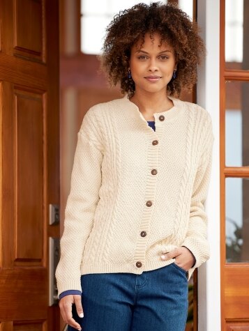 Womens Cable Knit Cardigan | Cotton