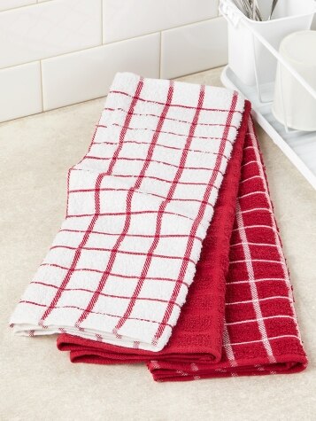 Black, White and Red Geometric Print Cotton Kitchen Towels Set of 3 –  Thompson's General Store Inc