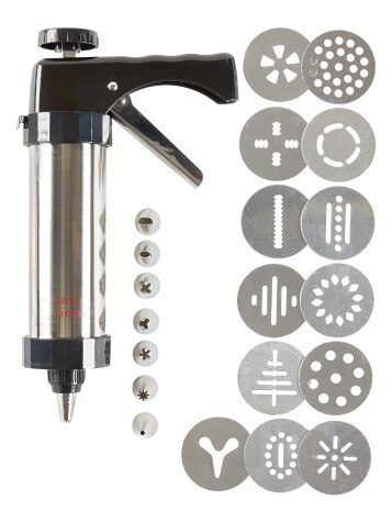 Cookie Press Set with 10 Stainless Steel Cookie Discs, Biscuit