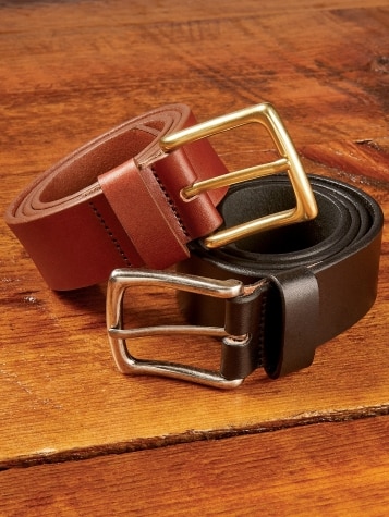 Men's Classic Leather Jean Belt - Black - 32 - The Vermont Country Store