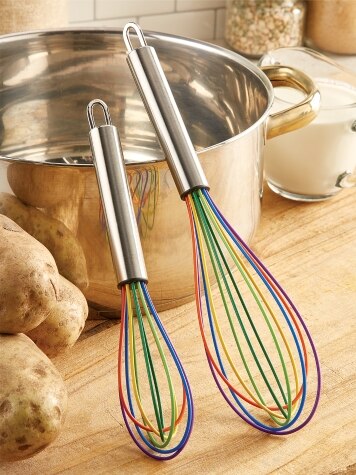  iplusmile 5Pcs Plastic Balloon Whisk, Colorful Non Scratch  Coated Kitchen Whisks for Cooking Nonstick Cookware, Balloon Egg Wisk  Perfect for Blending, Baking, Beating: Home & Kitchen