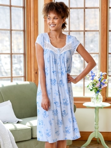 Eileen West Pansy Print Modal Nightgown