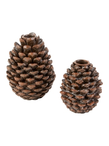 Pine Cone Candle Holder  Taper Candle Holder Set