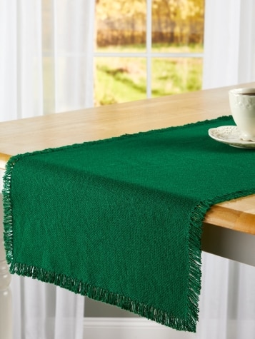 Mountain Weavers Hartland Solid Color Cotton Table Runner, 14 Inch Wide