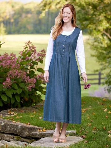 Denim Pintuck Dress