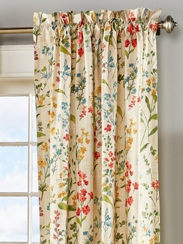 Garden Floral Rod Pocket Curtain Panels