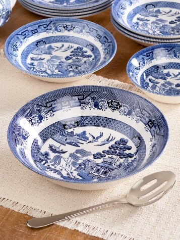 Blue willow serving bowl store
