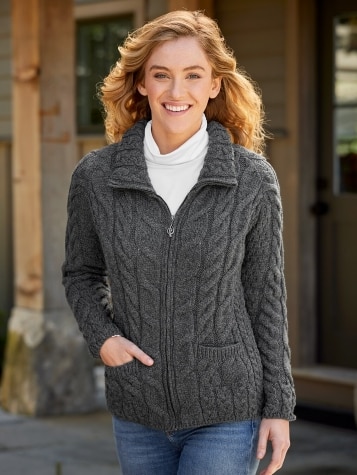 Women's Irish Supersoft Wool Full-Zip Cardigan