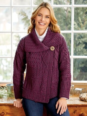 Women's Irish Wool Asymmetrical Cardigan