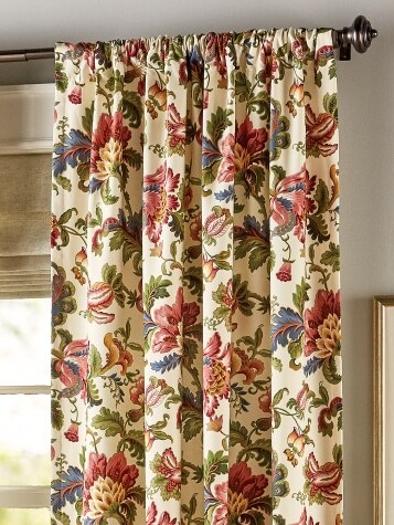 Hearthwood Jacobean Floral Rod Pocket Curtains