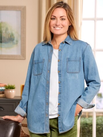 Women's Soft Wash Cotton Denim Shirt