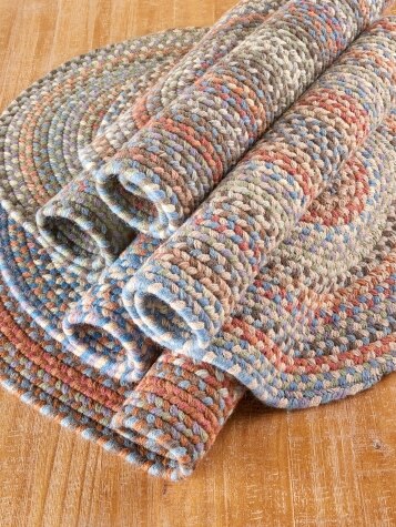 Multicolor Wool Rug  Reversible Braided Rug