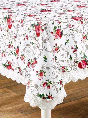 Matte-Finish Floral Oilcloth Tablecloth