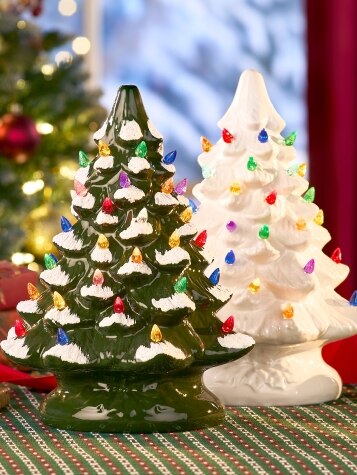 Ceramic Tree With Lights, Lighted Christmas Tree, Tree With Snow