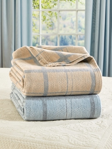 Super-Soft Windowpane Plaid Blanket or Throw