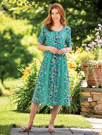 Delightful Garden Button-Front Dress for Women 