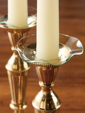 Wavy Rim Crystal Glass Bobeches Clear Candle Rings