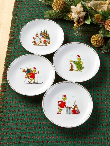 Grinch Appetizer Plate, Set of 4